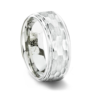 Hammered White Tungsten Ring - Tungsten Affinity